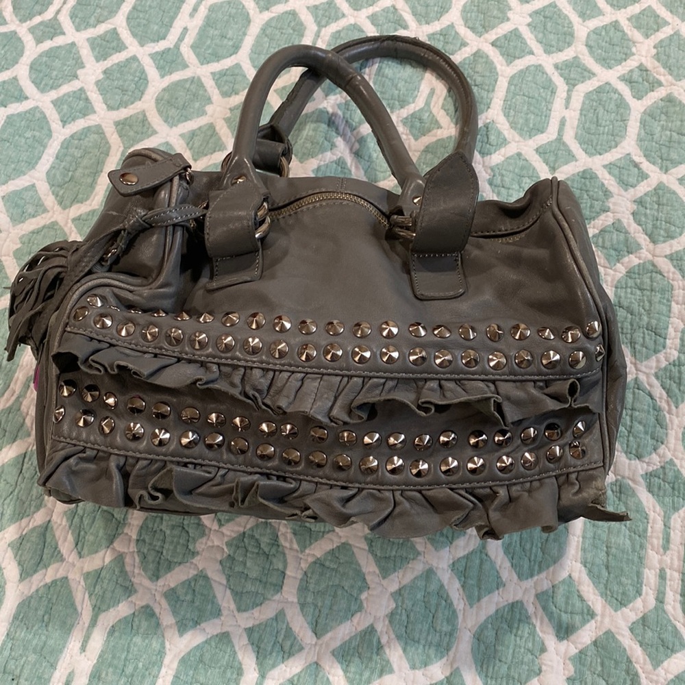 Betsey Johnson grey leather handbag